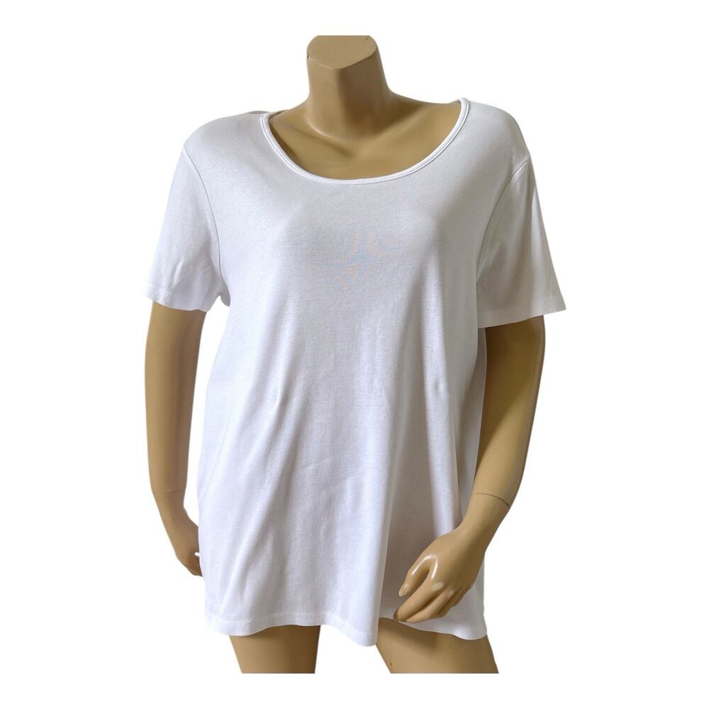 White Stag Top Womens XXL 20 White Short Sleeve Scoop Neck 100% Cotton T Shirt